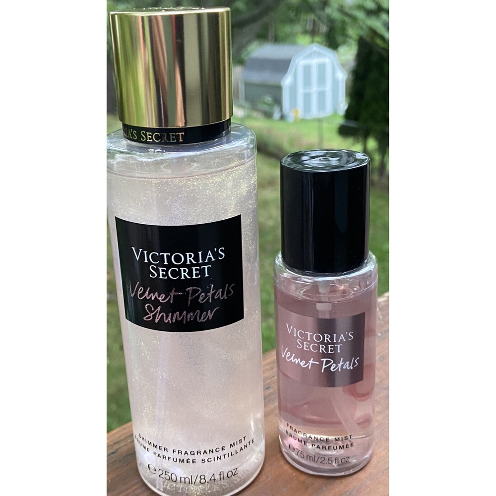 Victoria's Secret Velvet Petals Shimmer Fragrance Body Mist 8.4 Oz & Travel Mist